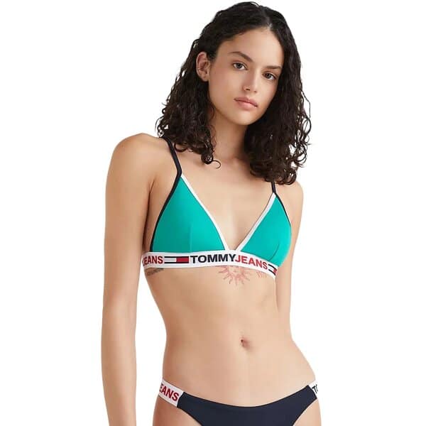 bikini-top-tommy-hilfiger-UW0UW03351-L14 ΤΡΙΓΩΝΙΚΟ ΜΠΙΚΙΝΙ ΤΟΠ ΠΡΑΣΙΝΟ TOMMY JEANS UW0UW03351 - Image 1