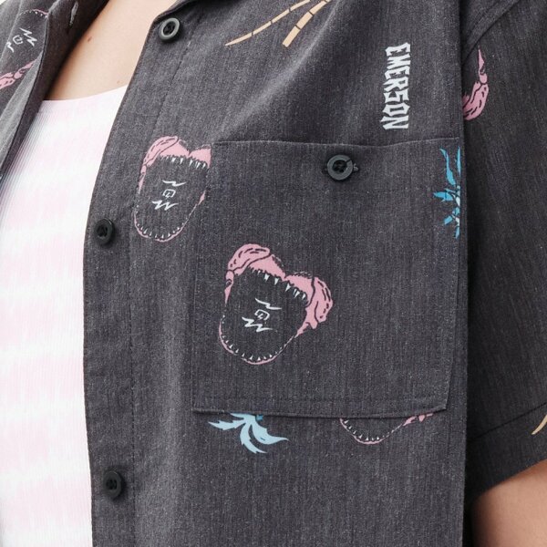 emerson-women-s-s-s-shirt2 Πουκάμισο Κοντομάνικο Ανθρακί Emerson 221.EW61.21 - Image 4