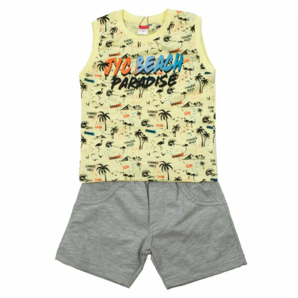 Παιδικό Σετ Μπλούζα με Σορτς για Αγόρι Joyce 13908 Yellow-Grey - Image 2