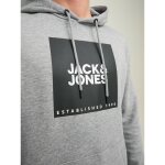Ανδρική Φούτερ Κουκούλα JACK & JONES 12213245 Γκρί - Image 4