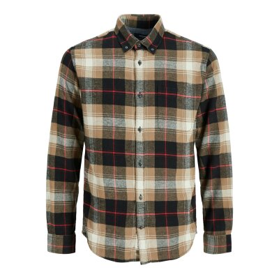 Ανδρικό Πουκάμισο Καρό Φανέλα JACK & JONES 12215095 Καφέ-Μαύρο