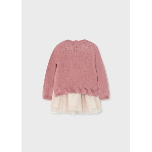 Φόρεμα πλεχτό συνδυασμένο Ρόζ 12-02941-053 - Image 2