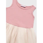 Φόρεμα πλεχτό συνδυασμένο Ρόζ 12-02941-053 - Image 3