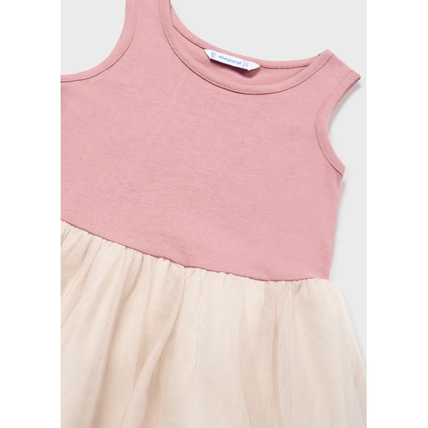 Φόρεμα πλεχτό συνδυασμένο Ρόζ 12-02941-053 - Image 3