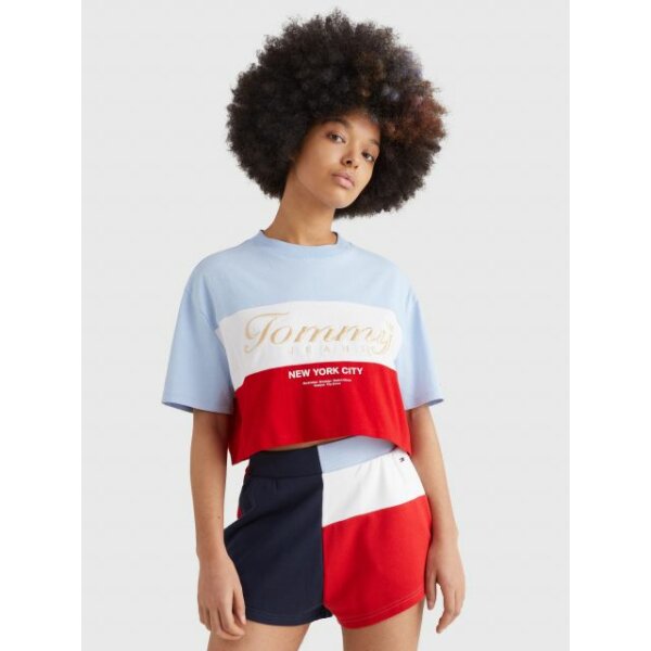 C22_02_DW0DW13827C1Q_MO-ST-F2 ΓΥΝΑΙΚΕΙΑ ΜΠΛΟΥΖΑ TOMMY JEANS TJWQVRSZD CROP ARCHIVE LOGO SS DW0DW13827-C1Q - Image 1