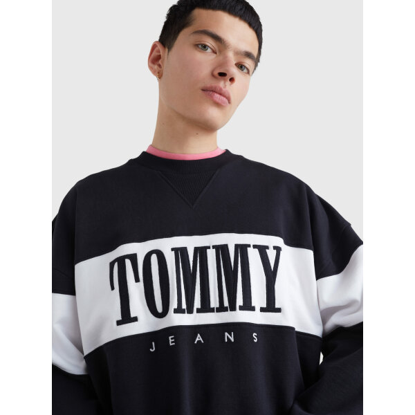 Ανδρική Φούτερ TOMMY JEANS DM0DM15026 REG AUTHENTIC BLOCK CREW Μαύρο - Image 3