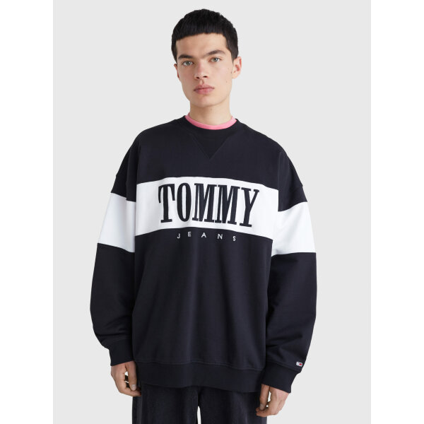 C23_02_DM0DM15026BDS_MO-ST-F2 Ανδρική Φούτερ TOMMY JEANS DM0DM15026 REG AUTHENTIC BLOCK CREW Μαύρο - Image 1