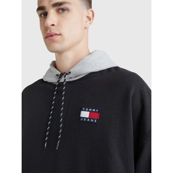 C23_02_DM0DM15027BDS_MO-ST-D1 Ανδρική Φούτερ  TOMMY JEANS DM0DM15027 BLOCK MIX MEDIA HOODIE  Μαύρο - Image 3