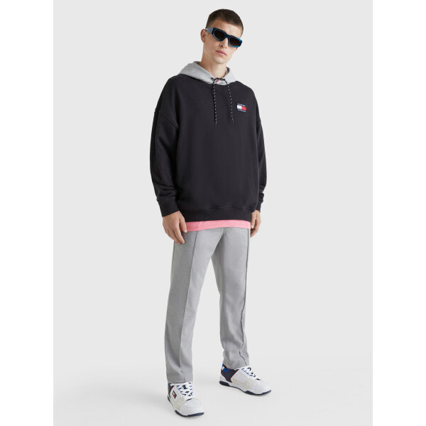 C23_02_DM0DM15027BDS_MO-ST-F1 Ανδρική Φούτερ  TOMMY JEANS DM0DM15027 BLOCK MIX MEDIA HOODIE  Μαύρο - Image 4