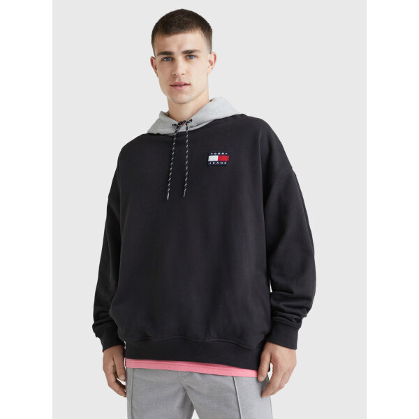 C23_02_DM0DM15027BDS_MO-ST-F2 Ανδρική Φούτερ  TOMMY JEANS DM0DM15027 BLOCK MIX MEDIA HOODIE  Μαύρο - Image 1