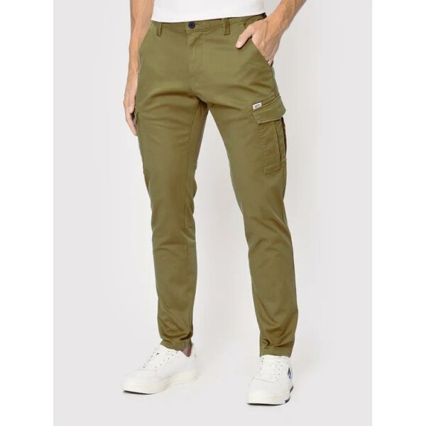 tommy-jeans-tekstilni-pantaloni-scanton-dm0dm13487-zelen-slim-fit Ανδρικό Παντελόνι TOMMY JEANS DM0DM13487 SCANTON DOBBY CARGO Χακί - Image 1