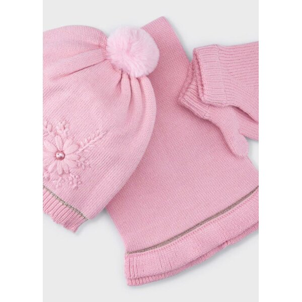 Σέτ σκούφος κασκόλ λουλούδι Ροζ 12-10280-063 - Image 2