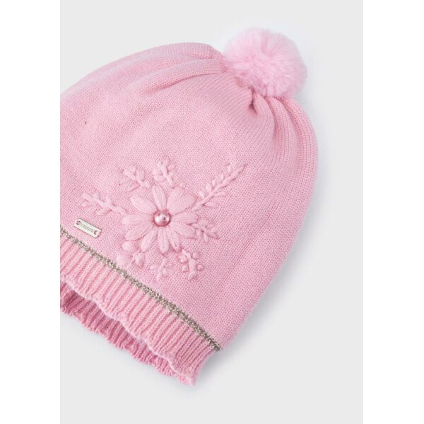 Σέτ σκούφος κασκόλ λουλούδι Ροζ 12-10280-063 - Image 4