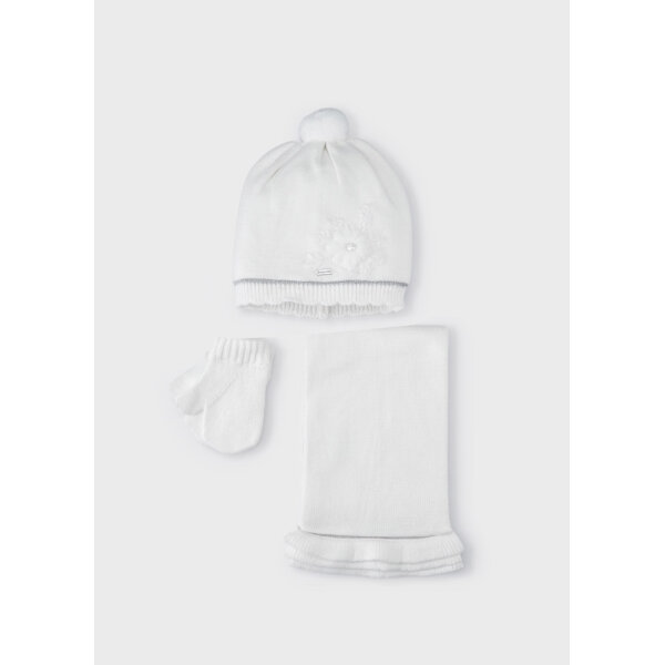 σετ-σκουφος-και-κασκολ-με-λουλουδι-baby_id_12-10280-064-L-4 Σέτ σκούφος κασκόλ λουλούδι Εκρού 12-10280-064 - Image 1