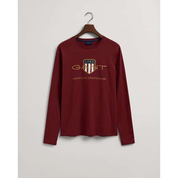 202203-2004028-604-flat-fv-1 Ανδρική Μπλούζα GANT 2004028 ARCHIVE SHIELD LS Κόκκινο - Image 3