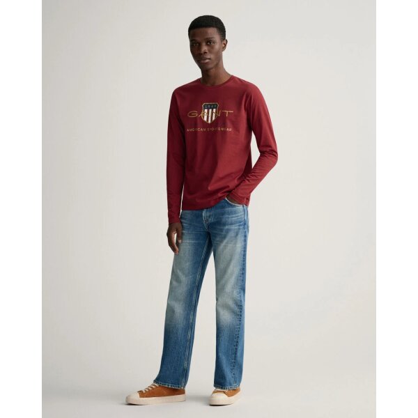 202203-2004028-604-look-fv-1 Ανδρική Μπλούζα GANT 2004028 ARCHIVE SHIELD LS Κόκκινο - Image 4