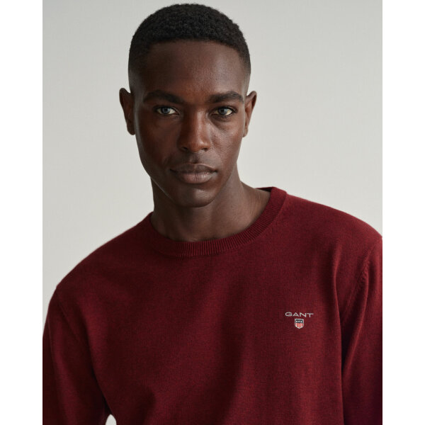 202203-8030551-678-crmodel-fv-1 Ανδρικό Πουλόβερ GANT 8030551 CLASSIC COTTON C-NECK Μπορντώ - Image 2