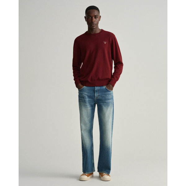 202203-8030551-678-look-fv-1 Ανδρικό Πουλόβερ GANT 8030551 CLASSIC COTTON C-NECK Μπορντώ - Image 5