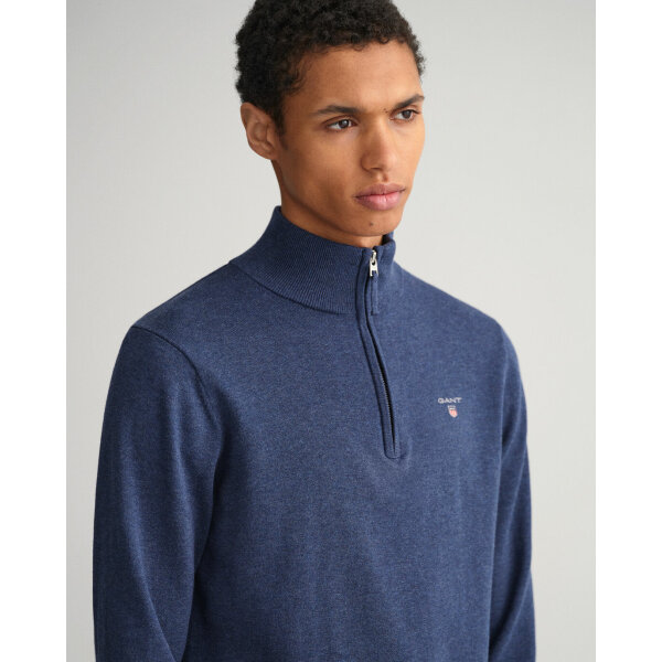 Ανδρικό Πλεκτό Λουπέτο GANT 8030555 CLASSIC COTTON HALF ZIP Μπλέ - Image 2