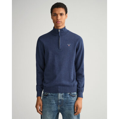 Ανδρικό Πλεκτό Λουπέτο GANT 8030555 CLASSIC COTTON HALF ZIP Μπλέ