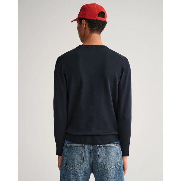 202204-8030551-433-model-bv-1 Ανδρικό Πουλόβερ GANT 8030551 CLASSIC COTTON C-NECK Μπλέ - Image 4