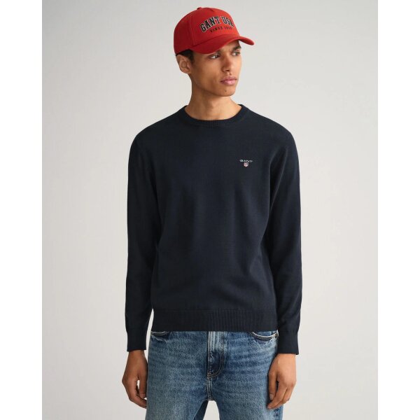 202204-8030551-433-model-fv-1 Ανδρικό Πουλόβερ GANT 8030551 CLASSIC COTTON C-NECK Μπλέ - Image 1