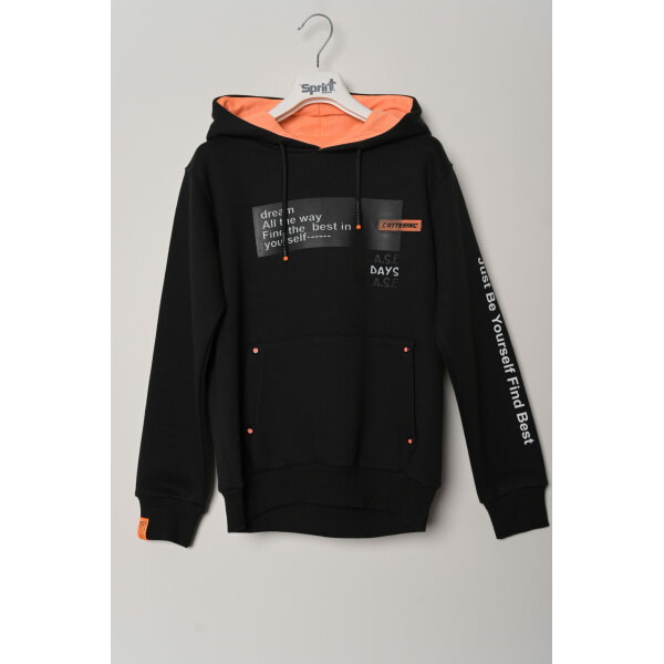 221-3070 BLACK-200 Παιδική Μπλούζα Φούτερ με κουκούλα Αγόρι Μαύρη Sprint 221-3070 - Image 1