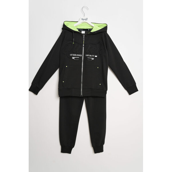 221-3072 BLACK-200 Παιδική Φόρμα με κουκούλα Αγόρι Μαύρο Sprint 221-3072 - Image 1