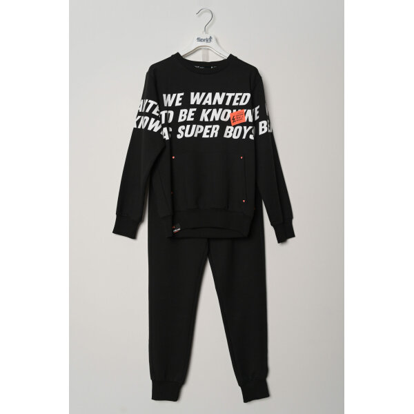 Παιδική Φόρμα χωρίς Χνούδι Αγόρι  Μαύρο Sprint 221-3074 - Image 1