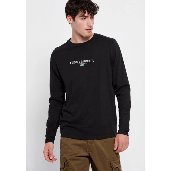 FBM006-001-07_BLACK_1 Ανδρική Μπλούζα Μακρυμάνικη FUNKY BUDDHA FBM006-001-07 Μαύρο - Image 1