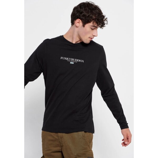 Ανδρική Μπλούζα Μακρυμάνικη  FUNKY BUDDHA FBM006-001-07 Μαύρο - Image 5