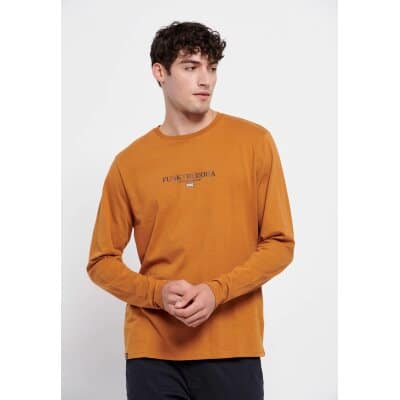 Ανδρική Μπλούζα Μακρυμάνικη  FUNKY BUDDHA FBM006-001-07 Καφέ