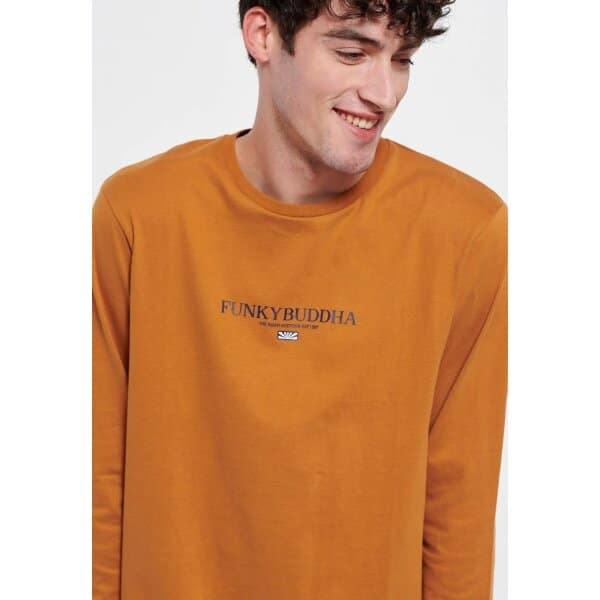 Ανδρική Μπλούζα Μακρυμάνικη  FUNKY BUDDHA FBM006-001-07 Καφέ - Image 3