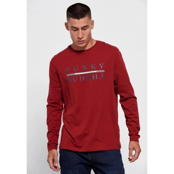 Ανδρική Μπλούζα Μακρυμάνικη FUNKY BUDDHA FBM006-015-07 Μπορντώ - Image 2