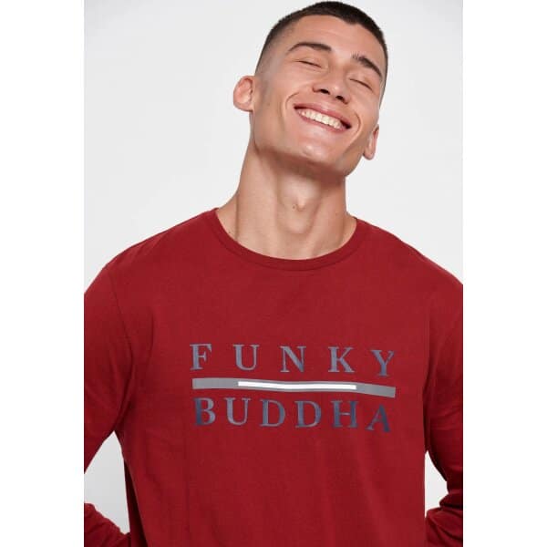 Ανδρική Μπλούζα Μακρυμάνικη FUNKY BUDDHA FBM006-015-07 Μπορντώ - Image 3