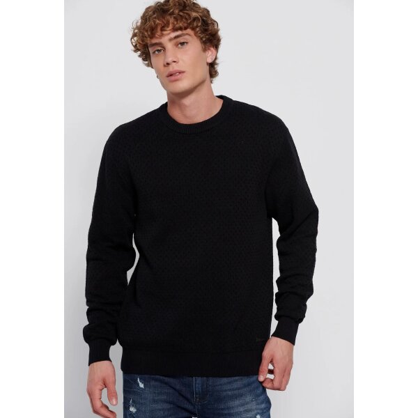 FBM006-019-09_BLACK_1_ts_1663802656 Ανδρικό Πλέκτο Λαιμόκοψη FUNKY BUDDHA FBM006-019-09-Μαύρο - Image 1