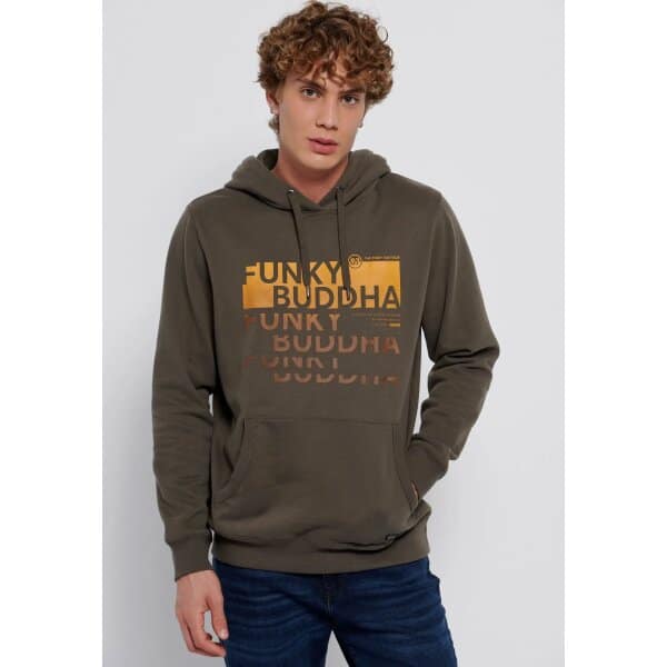 Ανδρική Φούτερ Κουκούλα FUNKY BUDDHA FBM006-037-06 Χακί - Image 2