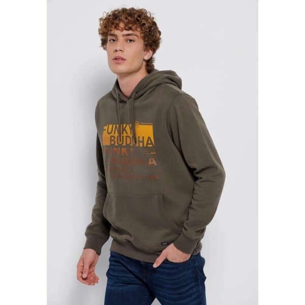 Ανδρική Φούτερ Κουκούλα FUNKY BUDDHA FBM006-037-06 Χακί - Image 6