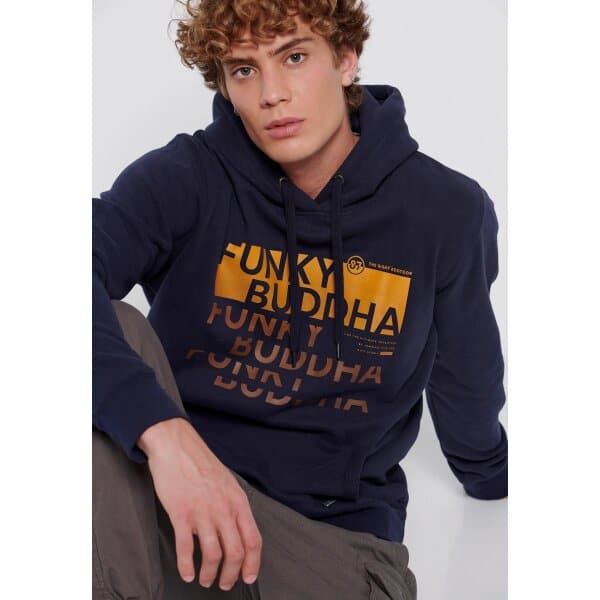 Ανδρική Φούτερ Κουκούλα FUNKY BUDDHA FBM006-037-06 Μπλέ - Image 3
