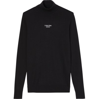 Ανδρικό Ζιβάγκο CALVLIN KLEIN STACKED LOGO ROLL NECK SWEATER J30J321696 Μαύρο
