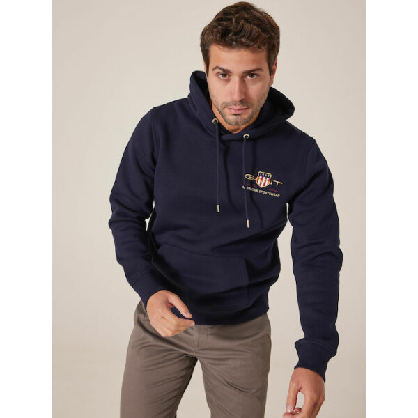 fixedratio_20220110131500_a4504e02 Ανδρική Φούτερ GANT 2047076 MEDIUM ARCHIVE SHIELD HOODIE Μπλέ - Image 4