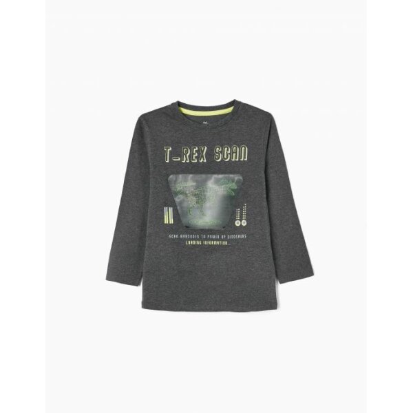 1313-2557-GREY-1 Zippy μπλούζα μακρυμάνικη για αγόρι τύπωμα δεινόσαυρος ZKBAP0303-22121 - Image 1