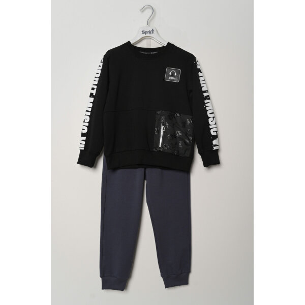 221-3055 BLACK-200 Παιδική Φόρμα Αγόρι Μαύρο Sprint 221-30555 - Image 1