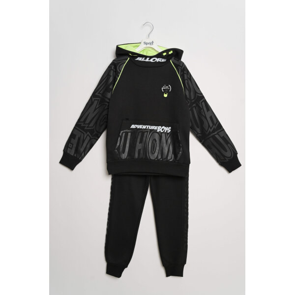 221-3079 BLACK-200 Παιδική Φόρμα Αγόρι με Κουκούλα Μαύρο Sprint 221-3079 - Image 1