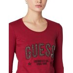 T-shirt με λογότυπο με στρας Μπορντώ Guess W2BI40I3Z13 - Image 2