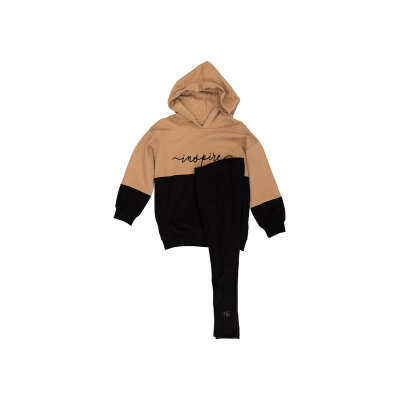 Παιδικό Σετ κολάν Mαυρο Μπέζ  NEW COLLEGE  43-8446