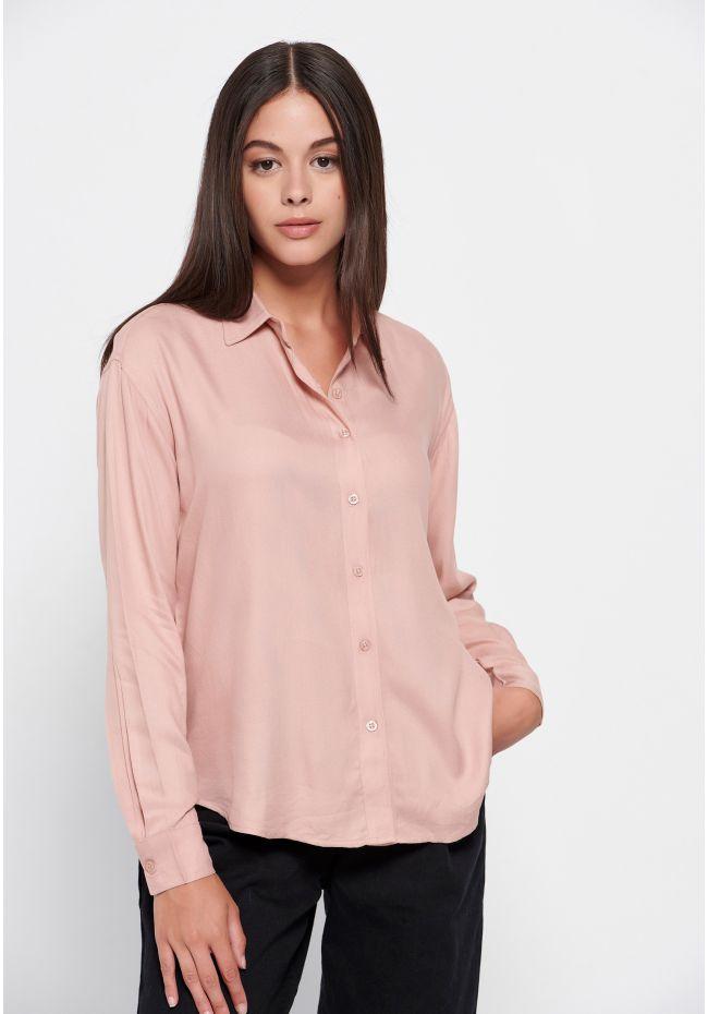 Γυναικείο μονόχρωμο πουκάμισο Ροζ FBL006-100-05 - Emporio Shop