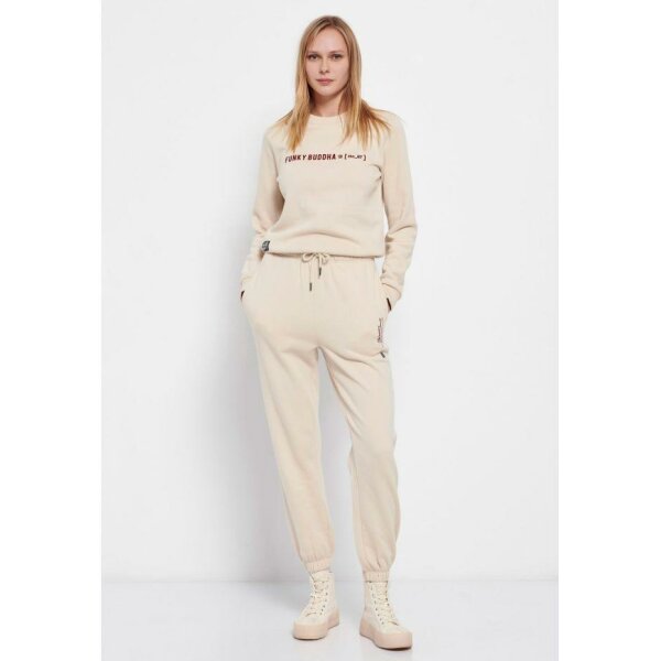 Παντελόνι φόρμας με τύπωμα Μπεζ Funky Buddha FBL006-103-02 - Image 2