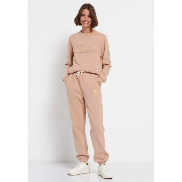 Παντελόνι φόρμας με τύπωμα Μπεζ Funky Buddha FBL006-105-02 - Image 2