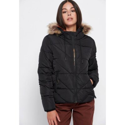 Casual μπουφάν με κουκούλα Μαύρο Funky Buddha FBL006-106-01